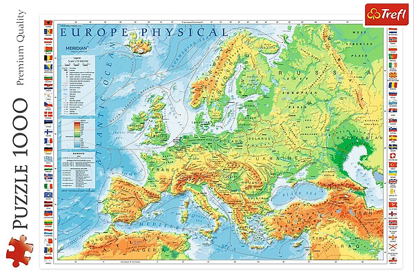 Фото - Пазли (8 +) Trefl Фізична карта Європи 1000 ел. (10605)