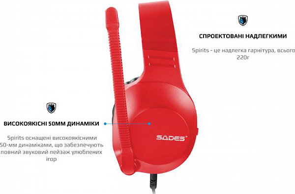 Фото - Навушники повнорозмірні дротові Sades SA-721 Spirits Red (sa721rdj)