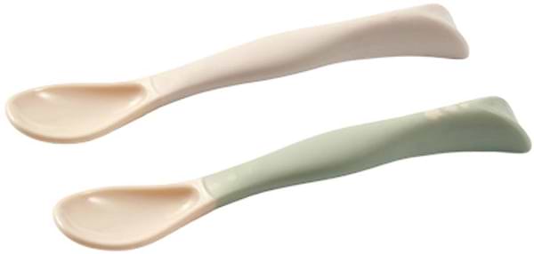 Фото - Набір дитячих столових приборів для малюка BabyOno еластичні 2 шт. Світло-сірий та оливковий (1066/07)