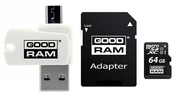 Фото - Карта памяти Goodram microSDHC 64GB Class 10 UHS I Retail + Adapter + CardReader (M1A4-0640R12)
