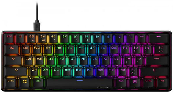 Фото - Клавиатура проводная игровая HyperX Alloy Origins 60 HX Red RGB Black (4P5N0AA)