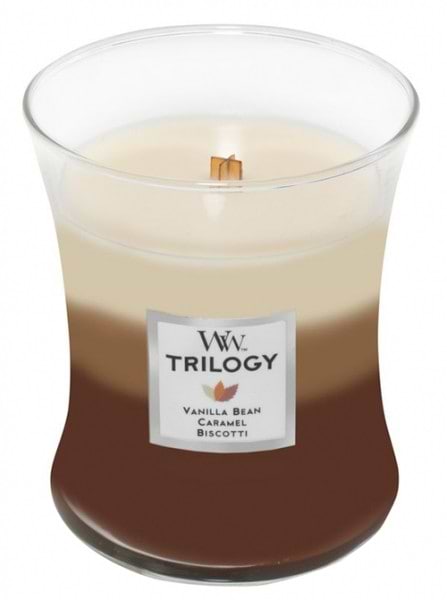 Фото - Свеча стекло Woodwick Medium Trilogy Cafe Sweets (Сладости кафе) 275г (92904E)