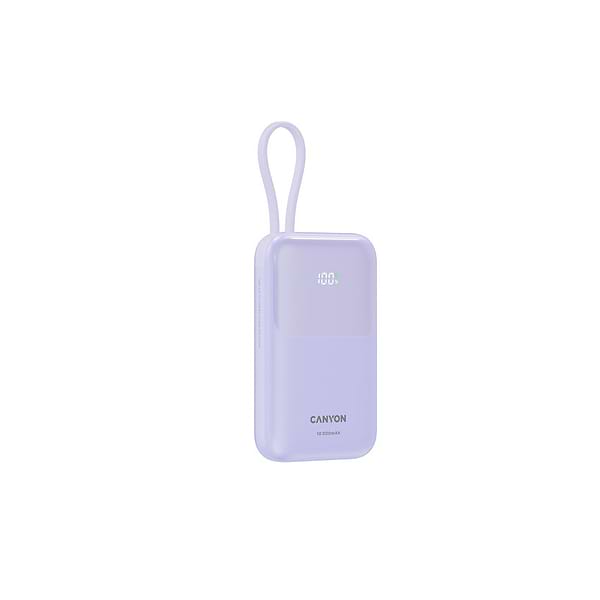 Фото - Батарея мобільна Canyon OnPower 101 built-in cable 10000 mAh PD22.5W Purple (CNS-CPB101PU)