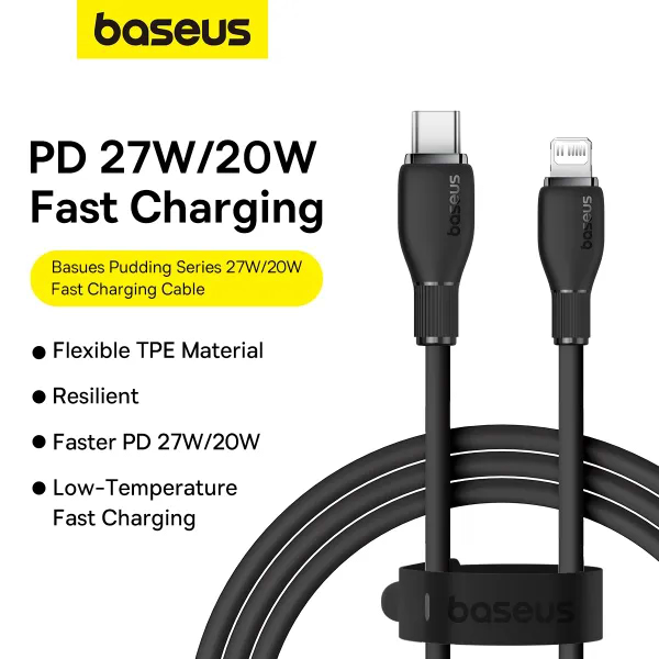 Фото - Кабель синхронизации данных Baseus Pudding Series Fast Charging Cable Type-C to iP 20W 1.2m Cluster Black (P10355701111-00)