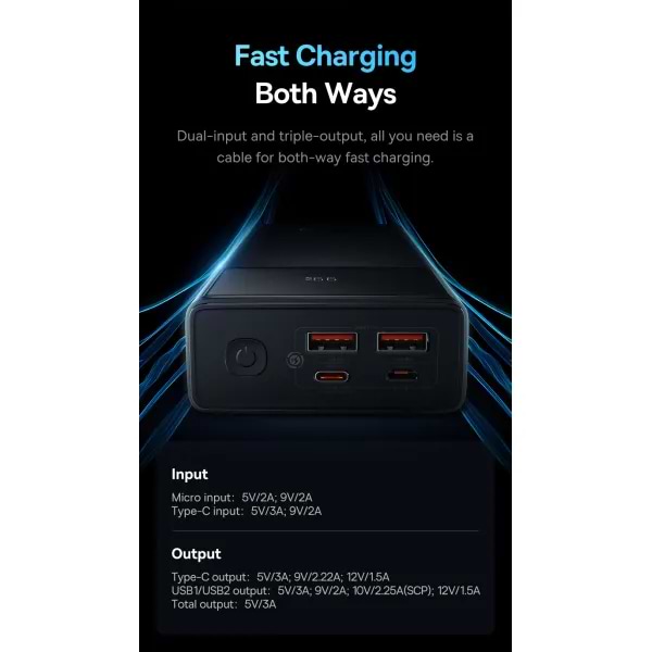 Фото - Батарея мобильная Baseus Star Lord Display 22.5W 30000 mAh QC3.0 PD3.0 Black (PPXJ080101)