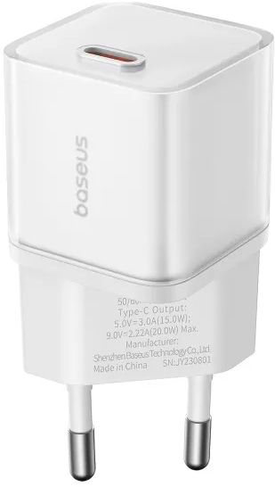 Сетевое зарядное устройство Baseus GaN5S Fast Charger 1C 20W EU Moon White (P10162503213-00)