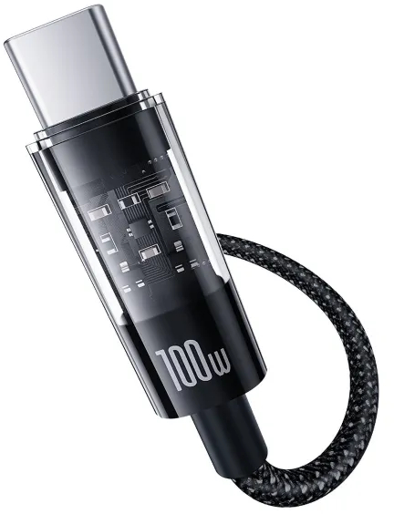 Фото - Кабель синхронізації даних Baseus Gem Series Fast Charging Data Cable Type-C to Type-C 100W 5A 2m Black (P10373000111-01)