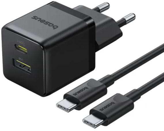 Мережевий зарядний пристрій Baseus Palm Fast Charger Type-C+USB 30W (P1011160A113-01) - Фото 1