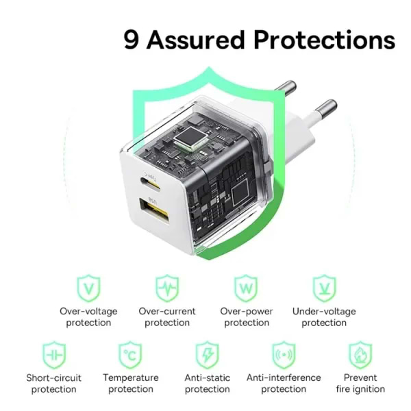 Фото - Мережевий зарядний пристрій Baseus Palm Fast Charger C+U 20W EU Moon White (With Cable Type-C to Type-C 60W 1m) (P10111608213-01)