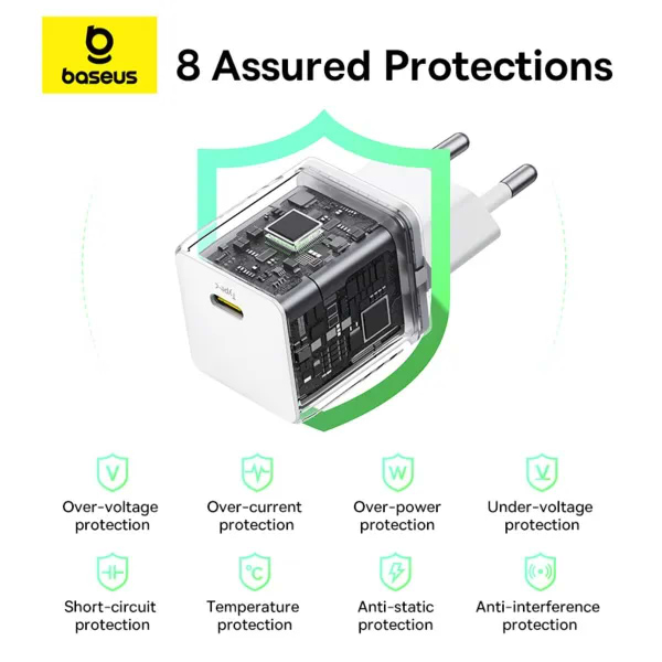 Фото - Сетевое зарядное устройство Baseus Palm Fast Charger 1C 30W EU Moon White (P10111605213-01)