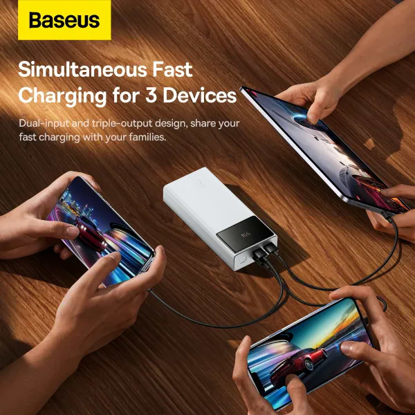 Фото - Батарея мобильная Baseus Star Lord Display 22.5W 30000 mAh QC3.0 PD3.0 White (PPXJ080102)