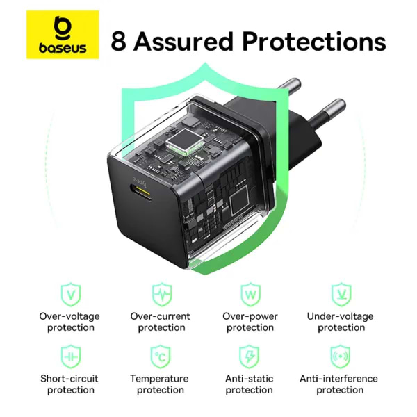 Фото - Сетевое зарядное устройство Baseus Palm Fast Charger 1C 20W EU Cluster Black (P10111602113-00)