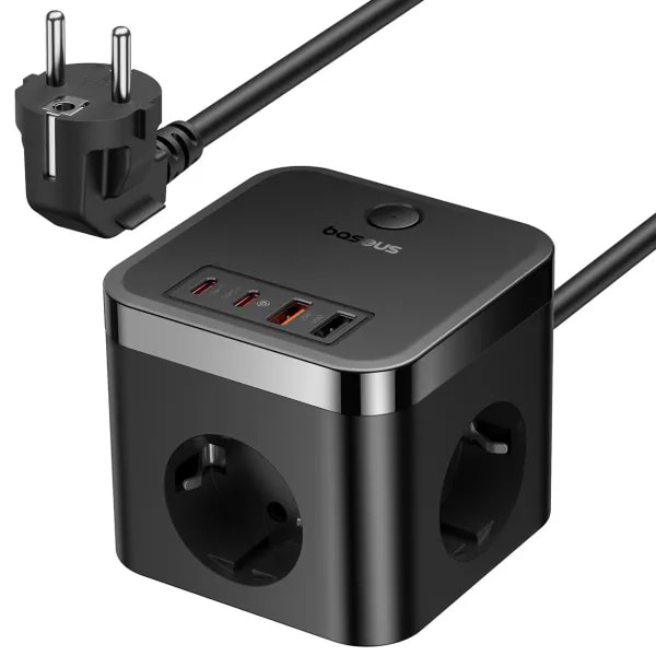 Сетевой фильтр Baseus Power Strip 3AC+2U+2C 30W 1,5m EU Cluster Black (E00066400117-00)