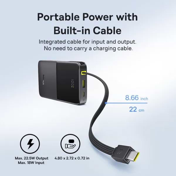 Фото - Батарея мобильная Baseus EnerFill Bipow2 Pro 22.5W 10000mAh Black (E0027600)