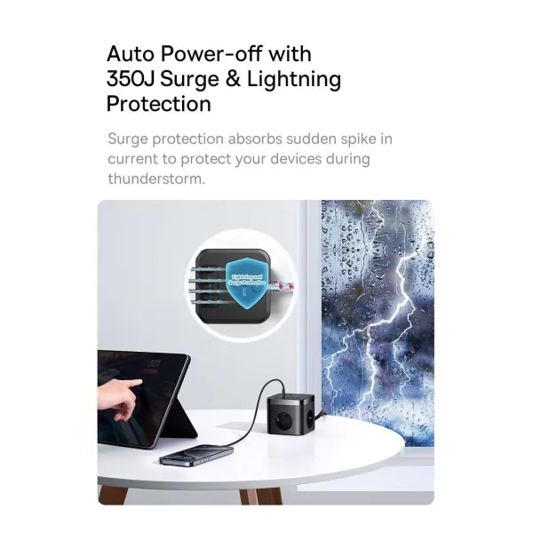 Фото - Мережевий фільтр Baseus Power Strip 3AC+2U+2C 30W 1,5m EU Cluster Black (E00066400117-00)