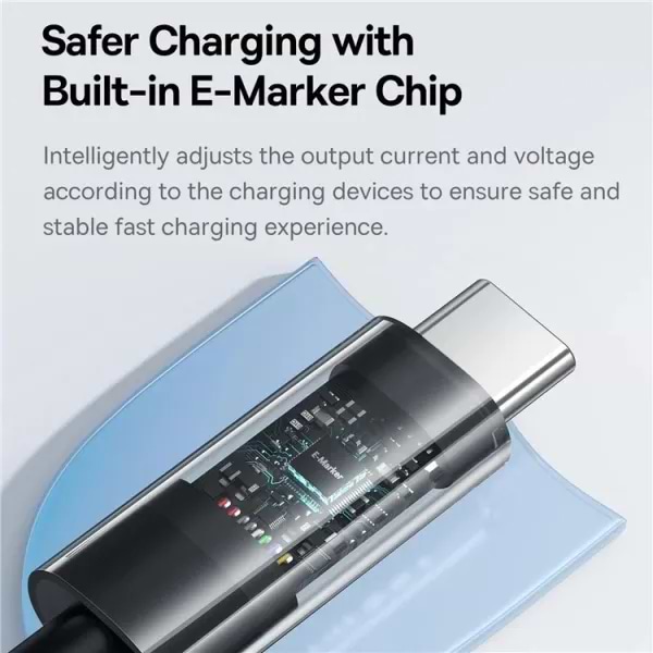 Фото - Кабель синхронізації даних Baseus Gem Series Fast Charging Data Cable Type-C to Type-C 100W 5A 2m Black (P10373000111-01)