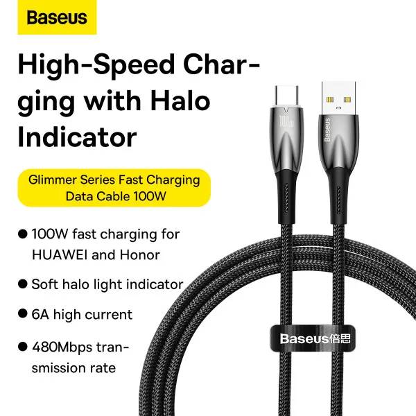 Фото - Кабель синхронизации данных Baseus USB Type-C 100W 1m Black (CADH000401)