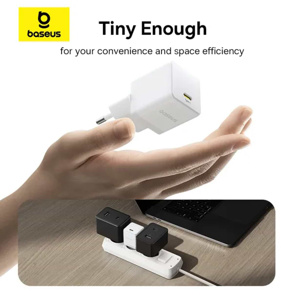 Фото - Сетевое зарядное устройство Baseus Palm Fast Charger 1C 30W EU Moon White (P10111605213-01)