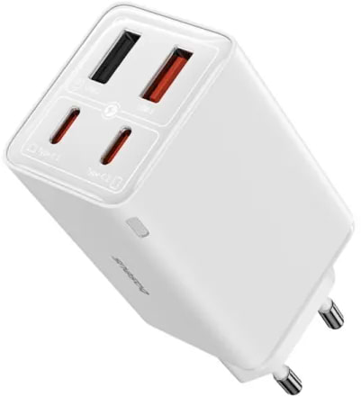 Сетевое зарядное устройство Baseus GaN6 Pro Fast Charger 2C+2U 65W EU Moon White (P10162701213-00)