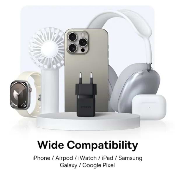 Фото - Мережевий зарядний пристрій Baseus Palm Fast Charger C+U 20W EU Cluster Black (P10111608113-00)