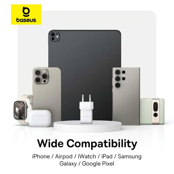 Фото - Сетевое зарядное устройство Baseus Palm Fast Charger 1C 30W EU Moon White (P10111605213-01)