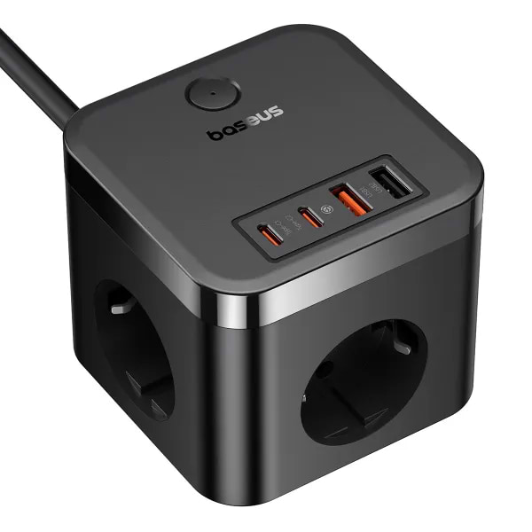 Фото - Мережевий фільтр Baseus Power Strip 3AC+2U+2C 30W 1,5m EU Cluster Black (E00066400117-00)