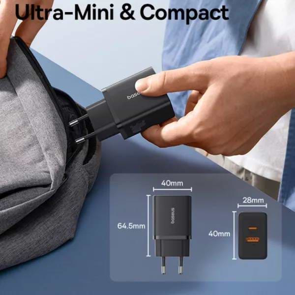 Фото - Мережевий зарядний пристрій Baseus Cube Fast Charger C+U 30W EU Cluster Black (P10111404113-00)