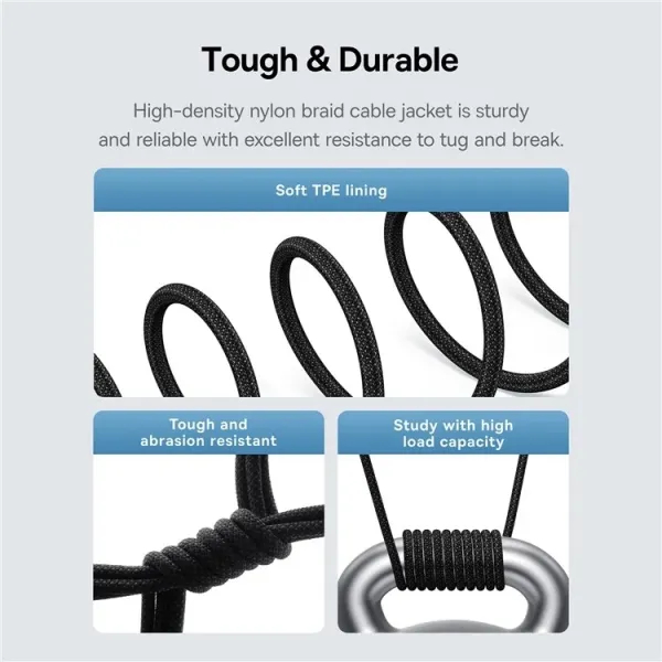 Фото - Кабель синхронізації даних Baseus Gem Series Fast Charging Data Cable Type-C to Type-C 100W 5A 2m Black (P10373000111-01)