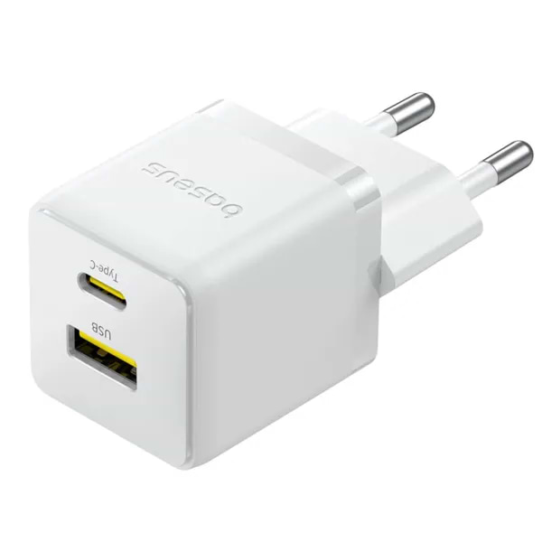 Фото - Сетевое зарядное устройство Baseus Palm Fast Charger Type-C+USB 30W white (P1011160A213-00)