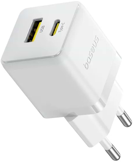 Сетевое зарядное устройство Baseus Palm Fast Charger Type-C+USB 30W white (P1011160A213-00) - Фото 1