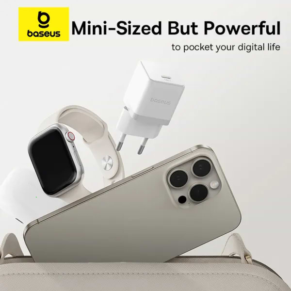 Фото - Сетевое зарядное устройство Baseus Palm Fast Charger 1C 30W EU Moon White (P10111605213-01)