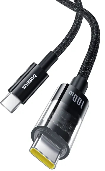 Фото - Кабель синхронізації даних Baseus Gem Series Fast Charging Data Cable Type-C to Type-C 100W 5A 2m Black (P10373000111-01)