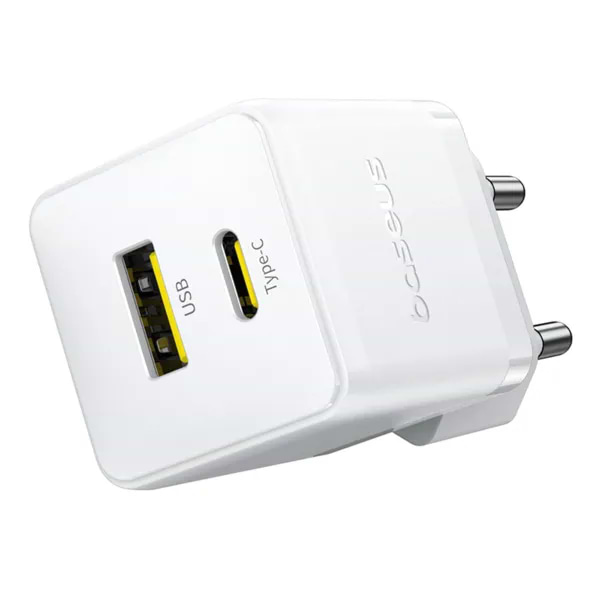 Фото - Сетевое зарядное устройство Baseus Palm Fast Charger Type-C+USB 30W white (P1011160A213-00)