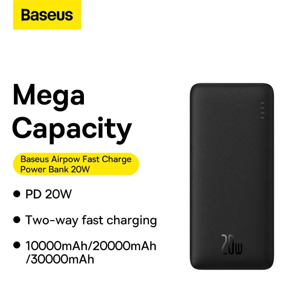 Фото - Батарея мобильная Baseus Airpow Fast Charge Power Bank 10000mAh 20W Black (PPQD090001)