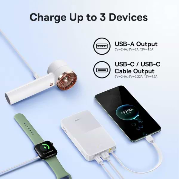 Фото - Батарея мобильная Baseus EnerFill Bipow2 Pro 22.5W 10000mAh White (E0027601)