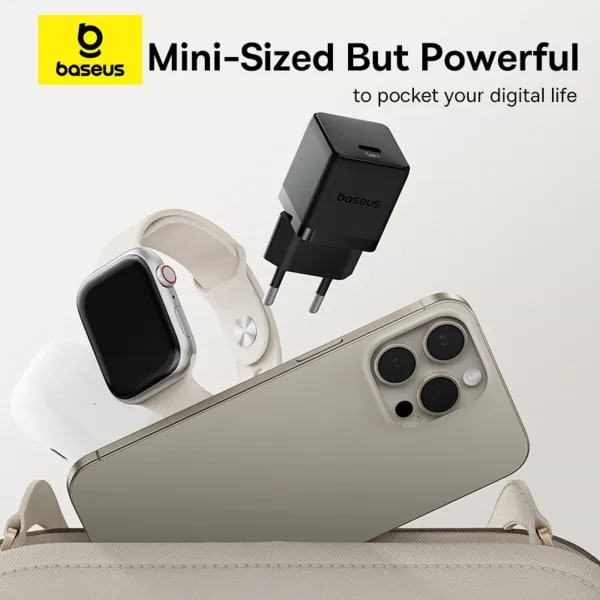 Фото - Сетевое зарядное устройство Baseus Palm Fast Charger 1C 20W EU Cluster Black (P10111602113-00)