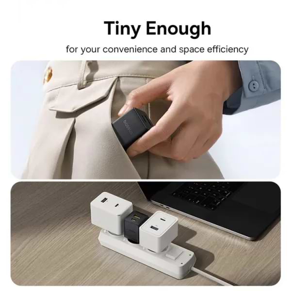 Фото - Мережевий зарядний пристрій Baseus Palm Fast Charger C+U 20W EU Cluster Black (P10111608113-00)