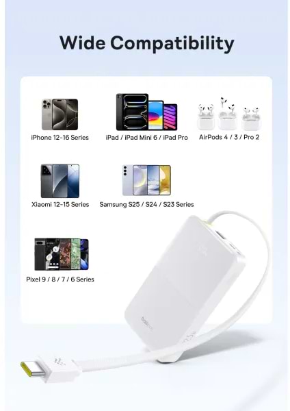 Фото - Батарея мобильная Baseus EnerFill Bipow2 Pro 22.5W 10000mAh White (E0027601)