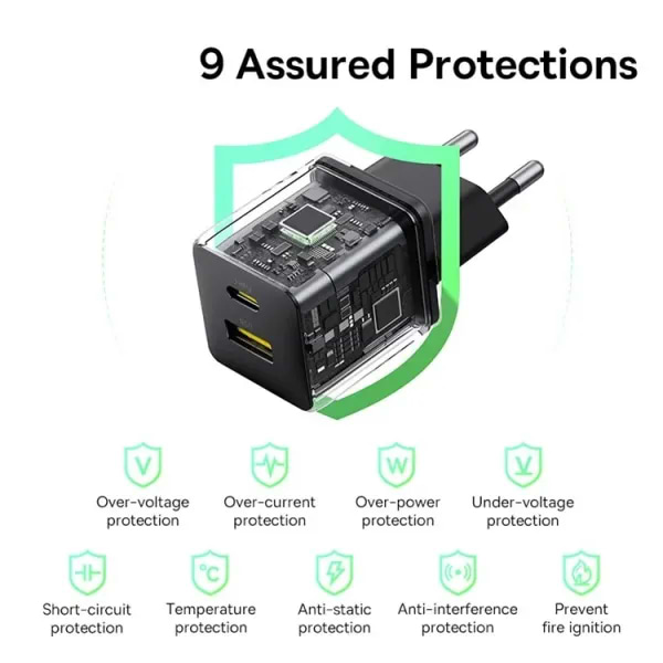 Фото - Мережевий зарядний пристрій Baseus Palm Fast Charger C+U 20W EU Cluster Black (P10111608113-00)