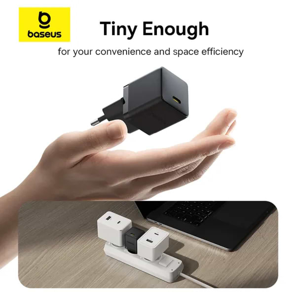 Фото - Сетевое зарядное устройство Baseus Palm Fast Charger 1C 20W EU Cluster Black (P10111602113-00)