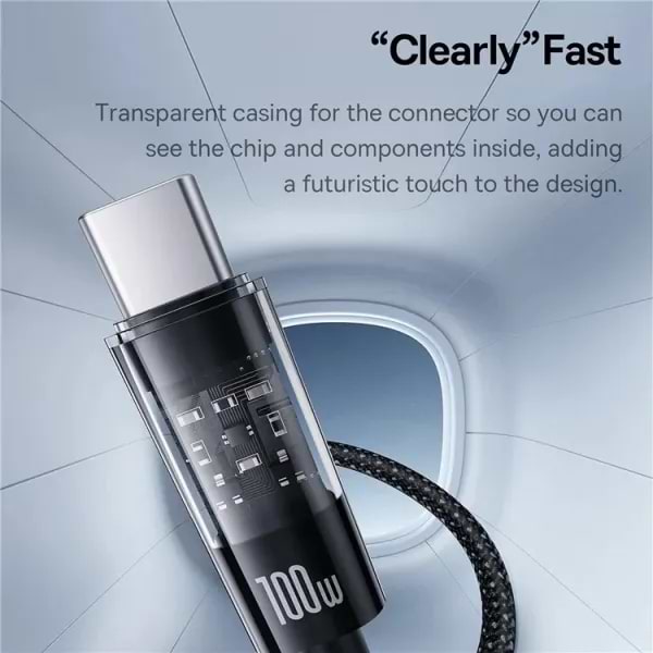 Фото - Кабель синхронізації даних Baseus Gem Series Fast Charging Data Cable Type-C to Type-C 100W 5A 2m Black (P10373000111-01)