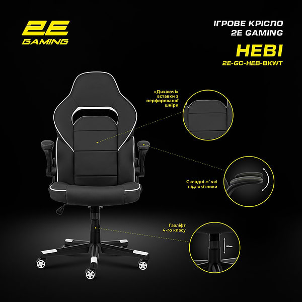 Фото - Кресло для геймеров 2E Hebi Black/White (2E-GC-HEB-BKWT)