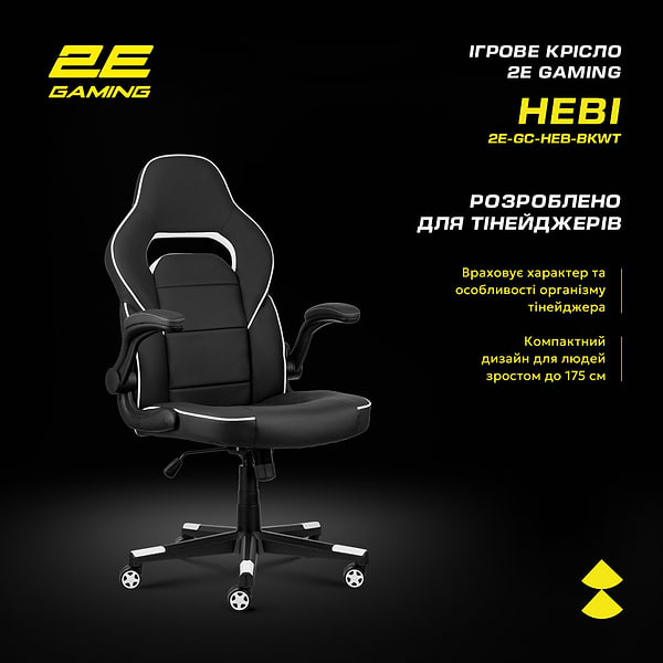 Фото - Кресло для геймеров 2E Hebi Black/White (2E-GC-HEB-BKWT)