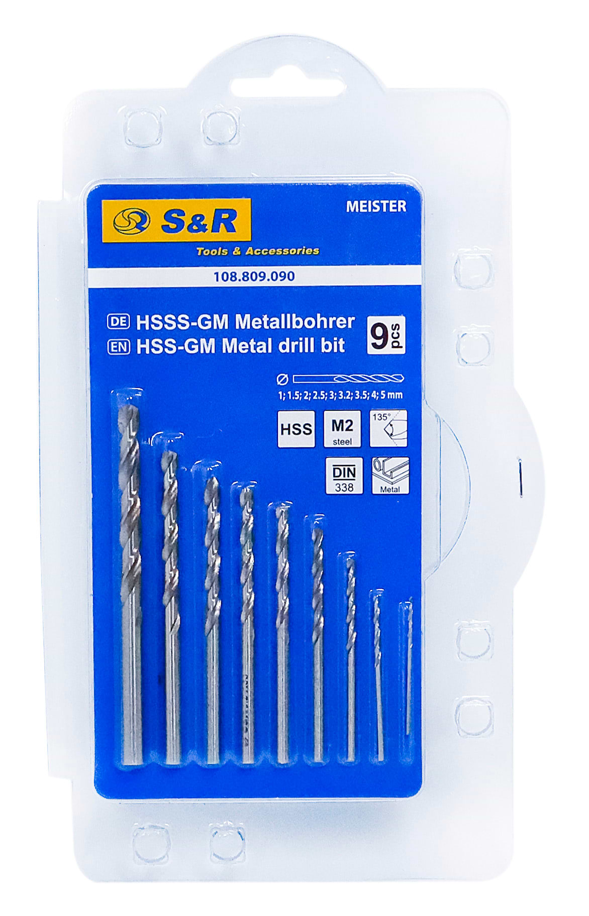 Набір свердел S&R Meister 9 шт. (108809090)