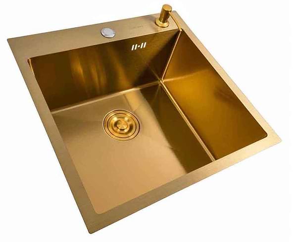 Фото - Мийка кухонна VALESO 50х50 PVD Gold Handmade (сифон круглий, 3,0/0,8)