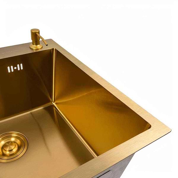 Фото - Мийка кухонна VALESO 50х50 PVD Gold Handmade (сифон круглий, 3,0/0,8)