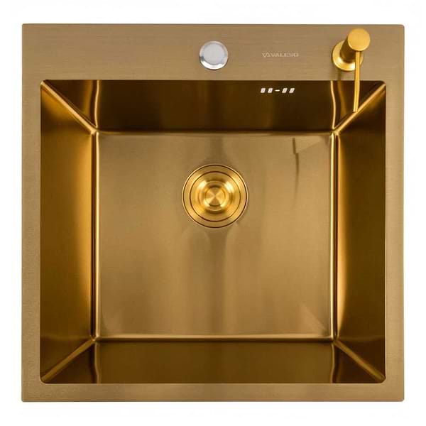 Фото - Мийка кухонна VALESO 50х50 PVD Gold Handmade (сифон круглий, 3,0/0,8) Фото - Мийка кухонна VALESO 50х50 PVD Gold Handmade (сифон круглий, 3,0/0,8)