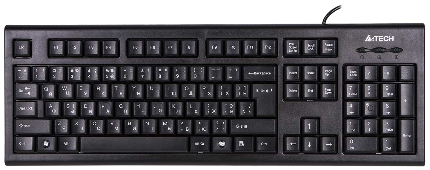Клавіатура дротова A4tech KR-85 USB (Black) - Фото 1