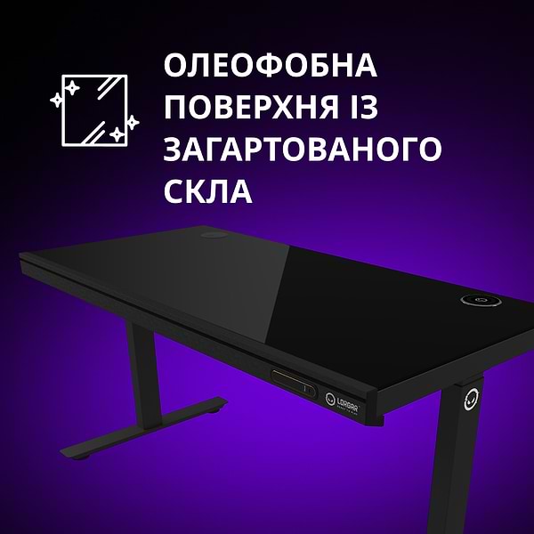 Фото - Стіл комп'ютерний Lorgar PRO 80G Glass Black (LRG-DP80G)
