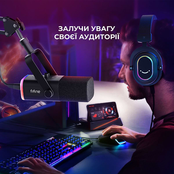Фото - Мікрофон до комп'ютера Fifine AM8T USB/XLR Black